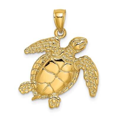Sea Turtle Swimming Charm 14k Gold 2-D K8002, MPN: K8002, 637218051441
