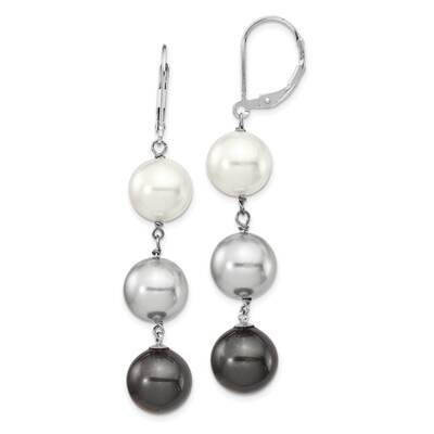 Majestik Rhodium Plated 10-11mm Wht/Gr/Black Imitat Shell Pearl Earring Sterling Silver QMJEL131WGB…