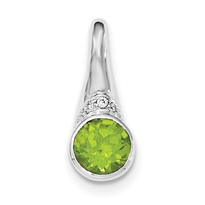 CZ Diamond and Peridot Pendant Sterling Silver Rhodium-plated QP4545PE, MPN: QP4545PE,