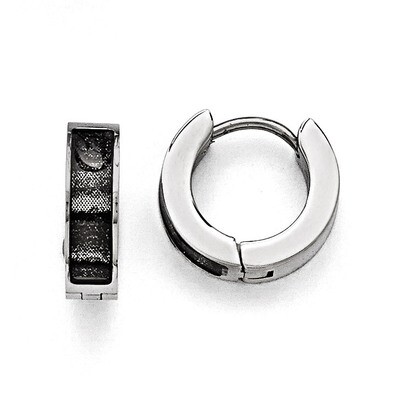 Polished Zebra Hinged Hoop Earring - Stainless Steel SRE819 by Chisel, MPN: SRE819,