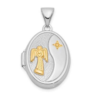 Yellow Rhodium 17mm Guardian Angel Oval Locket Sterling Silver QLS903, MPN: QLS903, 886774093543