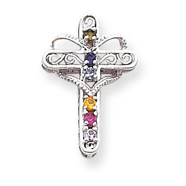 6 Birthstones Filigree Mothers Cross Pendant 14k White Gold Polished XMP6/6, MPN: XMP6/6, 883957417…