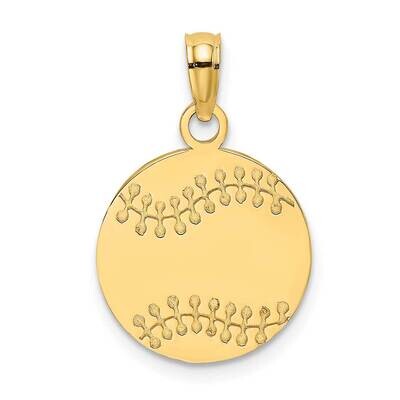 Flat Baseball Charm 14k Gold Polished &amp; Textured K8724, MPN: K8724, 637218018819