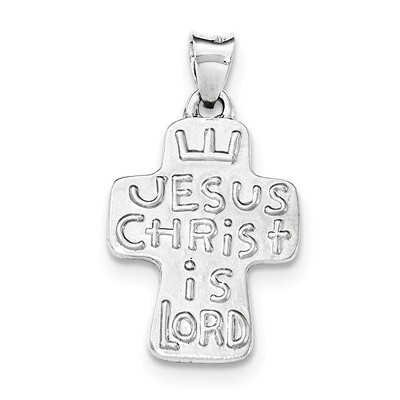 Textured, Brushed and Polished Religious Cross Pendant Sterling Silver QC8446