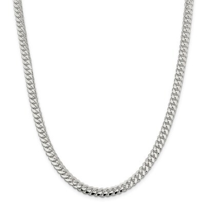 26 Inch 6.4mm Polished Domed Curb Chain Sterling Silver QDB180-26, MPN: QDB180-26, 883957851723