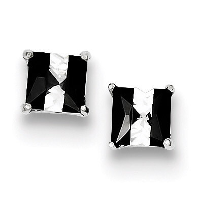 Black and White Colored Diamond 5mm Square Post Earrings Sterling Silver QE9114, MPN: QE9114, 19110…