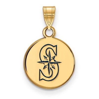 Seattle Mariners Small Enamel Disc Pendant Gold-plated Silver GP011MRN, MPN: GP011MRN, 886774912820