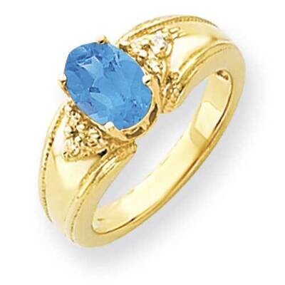 8x6mm Oval Blue Topaz Diamond Ring 14k Gold Y4452BT_AA, MPN: Y4452BT_AA, 883957386942