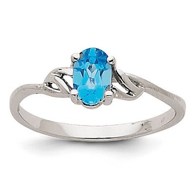 Blue Topaz Birthstone Ring 14k White Gold XBR153, MPN: XBR153, 883957413327
