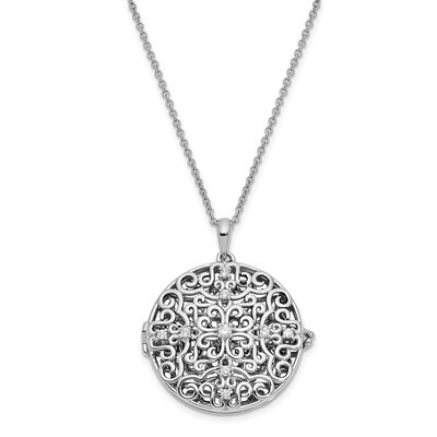 Antiqued Do Not Let Anyone Dull 18 Inch Necklace Sterling Silver CZ Diamond QSX628, MPN: QSX628, 88…