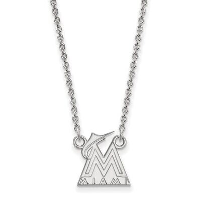 Miami Marlins Small Pendant with Chain Necklace 14k White Gold 4W008MIN-18, MPN: 4W008MIN-18, 88677…