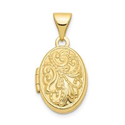 Beaded Scroll Design Oval Locket 10k Gold 10XL123, MPN: 10XL123,