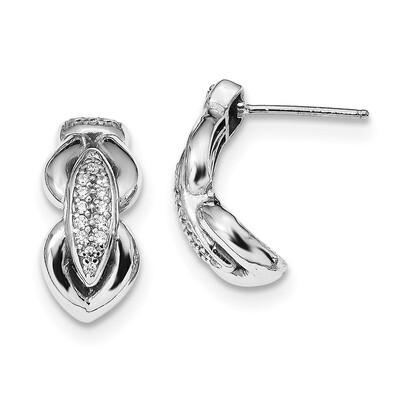 Fancy CZ Diamond Post Earrings Sterling Silver Rhodium-plated Polished QE13031, MPN: QE13031, 88677…