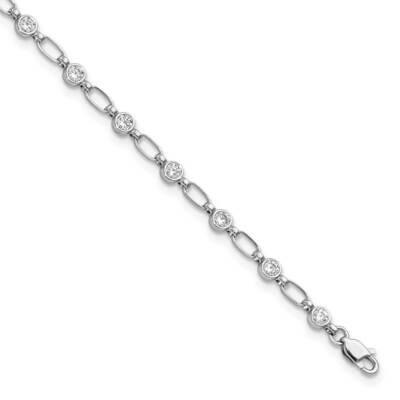 CZ Diamond Anklet Sterling Silver Rhodium-Plated Polished QG5762-10, MPN: QG5762-10, 196904163658