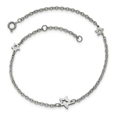 Stars with 1 Inch Extension Anklet Stainless Steel Polished SRA104-9 by Chisel, MPN: SRA104-9, 8867…
