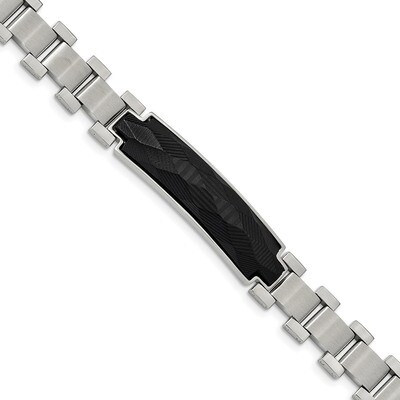Solid Carbon Fiber Inlay 8.25 Inch Bracelet Stainless Steel Brushed and Polished SRB1960-8.25 by Ch…
