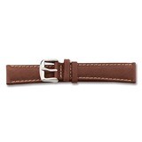 28mm Brown Sport Leather White Stitch Watch Band 7.5 Inch Silver-tone Buckle BA98-28, MPN: BA98-28,…