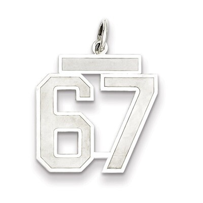 Pendant Number 67 Satin Sterling Silver Medium QPM67, MPN: QPM67, 883957127422