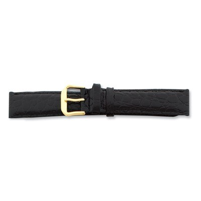 17mm Black Alligator Grain Leather Buckle Watch Band 7.5 Inch Gold-tone BA22-17, MPN: BA22-17, 8867…