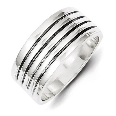 Ribbed Ring Antiqued Sterling Silver QR942, MPN: QR942, 883957254975