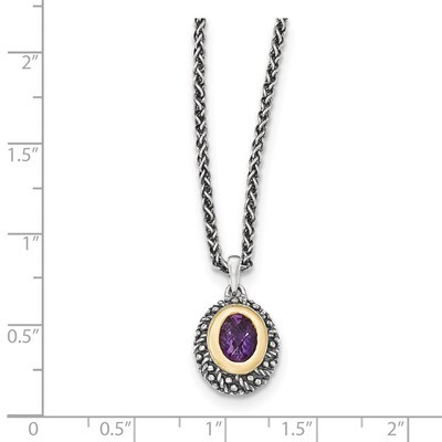 Amethyst Necklace Sterling Silver &amp; 14k Gold QTC1263, MPN: QTC1263, 886774378312