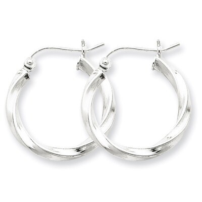 Twisted Hoop Earrings Sterling Silver Rhodium-plated QE4568, MPN: QE4568, 883957931821