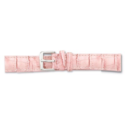 22mm Long Pink Crocodile Grain Chrono Watch Band 8.5 Inch Silver-tone Buckle BA101L-22, MPN: BA101L…