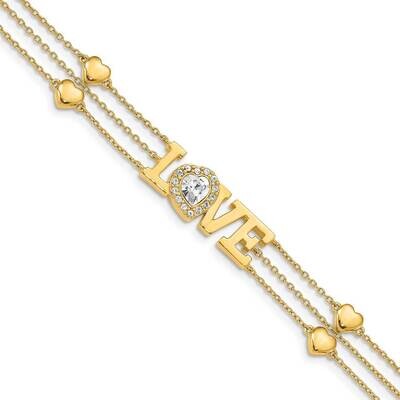 Crystal Love Bracelet Sterling Silver Gold-tone QG4889-7.5, MPN: QG4889-7.5, 886774083445
