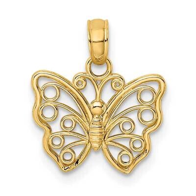 Small Butterfly Charm 14k Gold Cut-out K6443, MPN: K6443, 637218136223