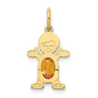 Boy Charm 6x4 Oval Genuine Citrine-November 10k Gold 10XCK31, MPN: 10XCK31,