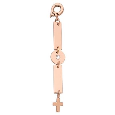 Nikki Lissoni Chic Long Cross Charm with Swarovski Crystal Rose Gold-plated 55mm D1256RGL, MPN: D12…