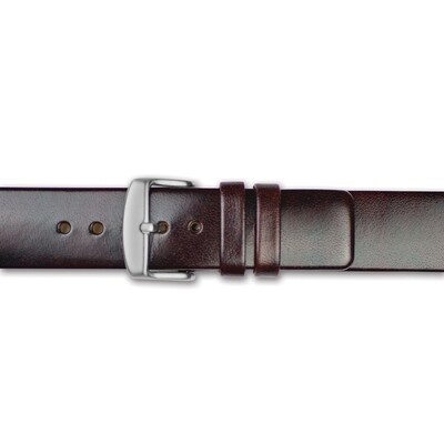 20mm Brown Italian Calfskin Square End Silver-tone Buckle Watch Band  BAW353-20, MPN: BAW353-20,
