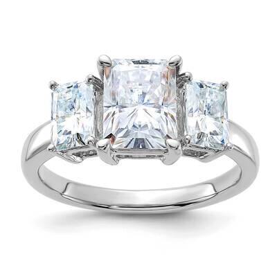 3 1/5ct. Three Stone D E F Pure Light Octagon Moissanite Ring 14k White Gold RM4454E-320-WMP, MPN: …