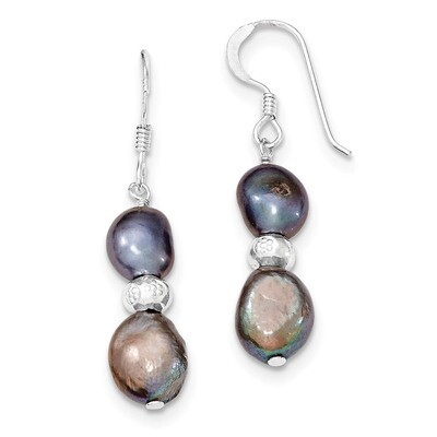 Light &amp; Dark Grey Cultured Pearl Earrings Sterling Silver QE5944, MPN: QE5944, 191101189548