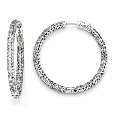 Pave Diamond 380 stones Hoop Earrings Sterling Silver Rhodium-plated QE11078, MPN: QE11078, 1911013…