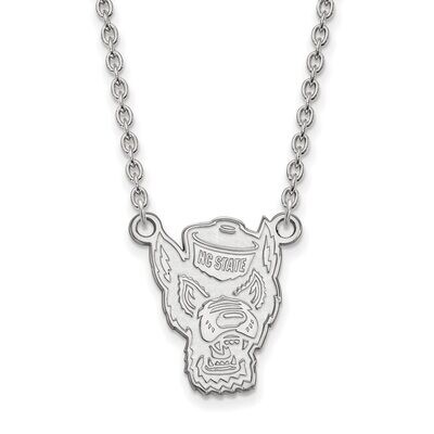 North Carolina State University Large Pendant with Chain Necklace 14k White Gold 4W057NCS-18, MPN: …