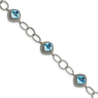 Light Swiss Blue Topaz 7.5 Inch Bracelet Sterling Silver with 14k Gold Accent QTC1603, MPN: QTC1603…