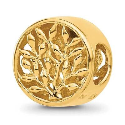 Gold-plated Tree of Life Circle Bead Sterling Silver QRS2990GP, MPN: QRS2990GP,