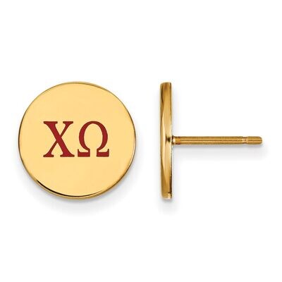 Chi Omega Enameled Post Earrings Gold-plated Silver GP032CHO, MPN: GP032CHO, 886774934884