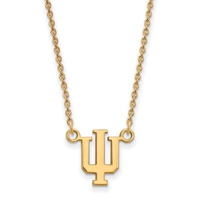 Indiana University Small Pendant with Chain Necklace Gold-plated Silver GP015IU-18, MPN: GP015IU-18…