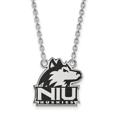 Northern Illnois University Large Enamel Pendant with Chain Necklace Sterling Silver SS038NIU-18, M…