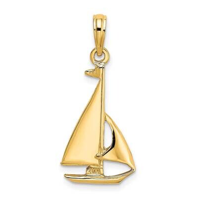 Polished Sailboat Charm 14k Gold 2-D K7865, MPN: K7865, 637218043194