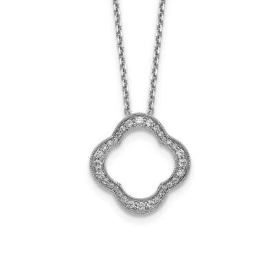Diamond Vs/Si, D E F, Quatrefoil Floral Necklace 14k White Gold True Origin Lab Grown PM1003-040-WL…