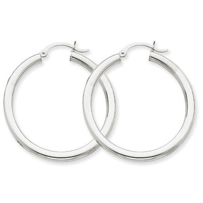 3mm Round Hoop Earrings 10k White Gold 10T848, MPN: 10T848, 883957895734