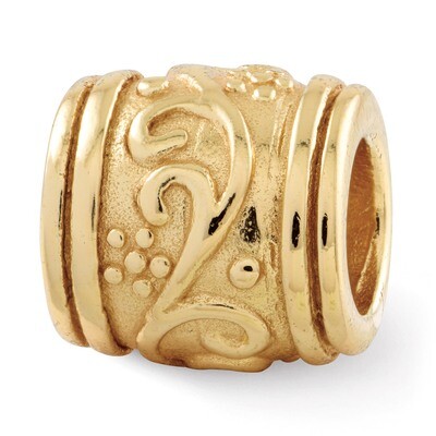 Gold-plated Floral Bead - Sterling Silver QRS184GP, MPN: QRS184GP, 883957367439