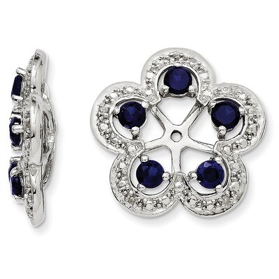 Diamond &amp; Created Sapphire Earring Jacket Sterling Silver Rhodium QJ140SEP, MPN: QJ140SEP, 88677428…