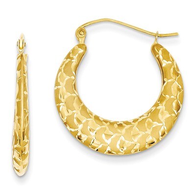 Laser Cut Patterned Hoop Earrings 14k Gold TL696, MPN: TL696, 886774559612