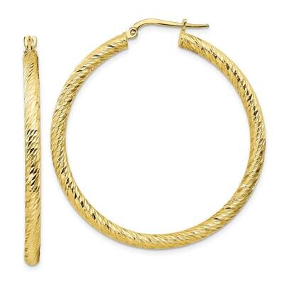 3x35 Diamond-Cut Round Hoop Earrings 10k Gold 10TF1344, MPN: 10TF1344, 191101983849