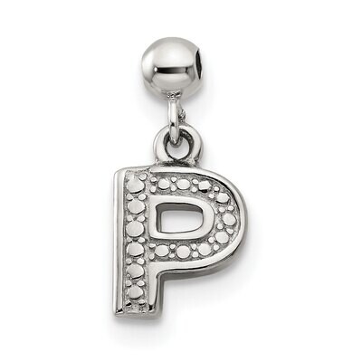 Letter P Charm Sterling Silver Dangle QMM190P, MPN: QMM190P,