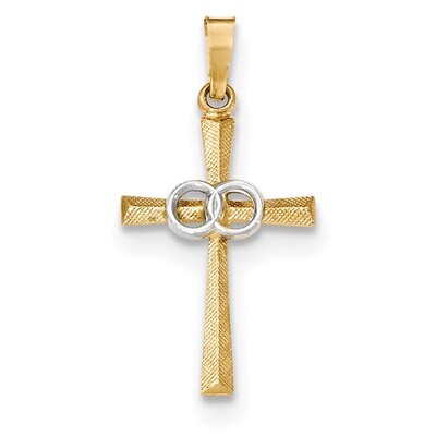 Textured and Polished Latin Cross with Circles Pendant 14k Two-Tone Gold XR1454, MPN: XR1454, 19110…